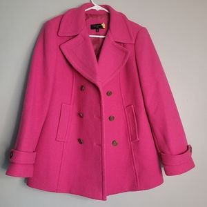 Talbots Pink Wool Blend Lined Double Breasted Peacoat Sz 10P